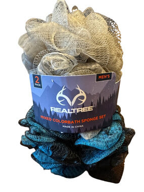 Realtree XL Heavy Duty Loofah Set - Gray & Blue Poufs